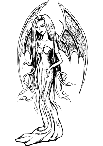 Snake Hair Vampire Woman Coloring Page